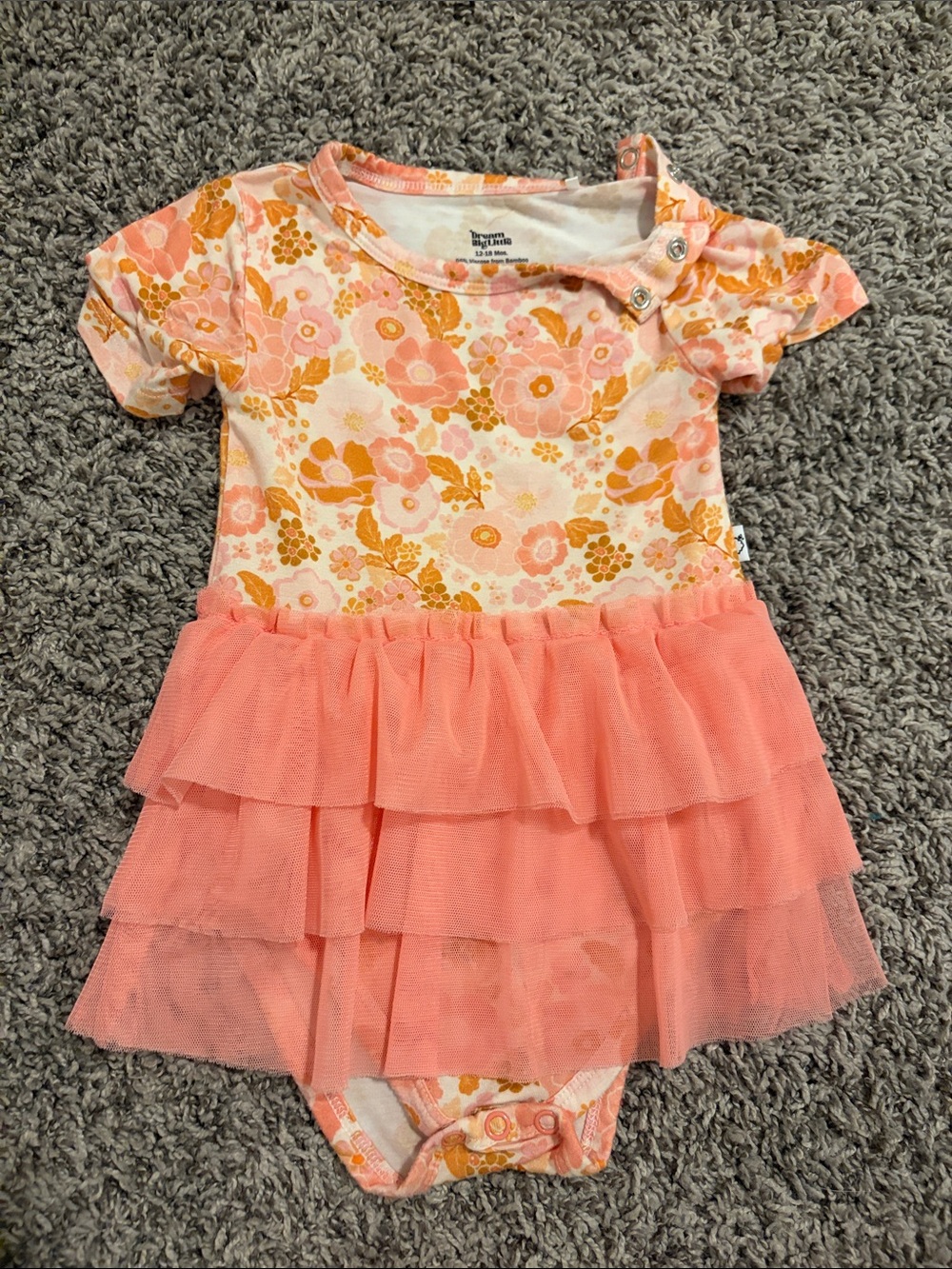 Coral Tulle Bodysuit Dress